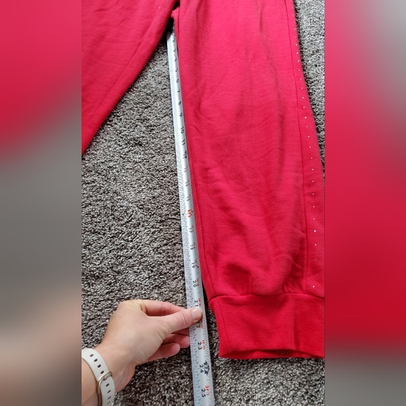 DKNY Sport Red Jogger Sweatpants with side seam crystal detailing for Macy's NWT - Picture 5 of 8